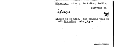 Bild på arkivkortet för arkivposten Uddvarpet