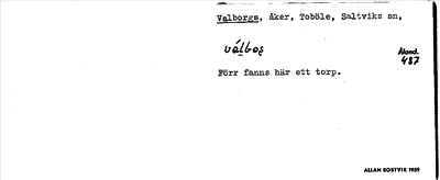 Bild på arkivkortet för arkivposten Valborgs