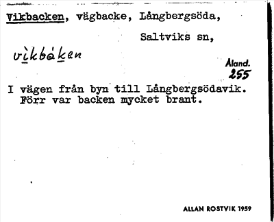 Bild på arkivkortet för arkivposten Vikbacken