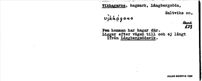 Bild på arkivkortet för arkivposten Vikhagarna