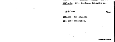 Bild på arkivkortet för arkivposten Viklunds