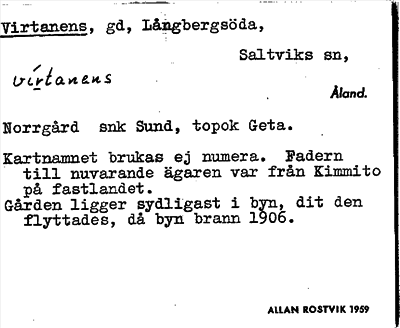 Bild på arkivkortet för arkivposten Virtanens