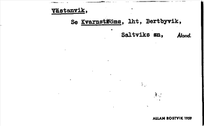 Bild på arkivkortet för arkivposten Västanvik, se Kvarnströms