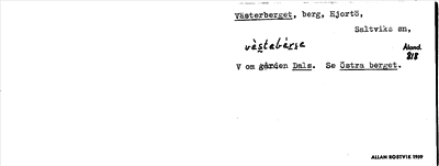 Bild på arkivkortet för arkivposten Västerberget