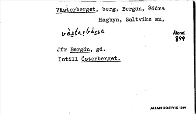 Bild på arkivkortet för arkivposten Västerberget