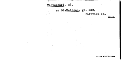 Bild på arkivkortet för arkivposten Västergård, se Ol-Matsson