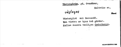 Bild på arkivkortet för arkivposten Västergårds
