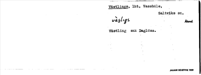 Bild på arkivkortet för arkivposten Västlings