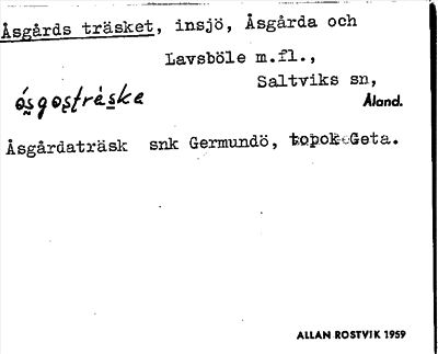 Bild på arkivkortet för arkivposten Åsgårds träsket
