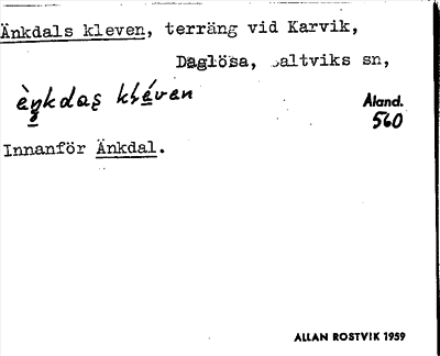 Bild på arkivkortet för arkivposten Änkdals kleven