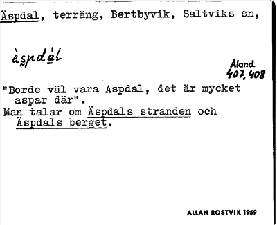Bild på arkivkortet för arkivposten Äspdal