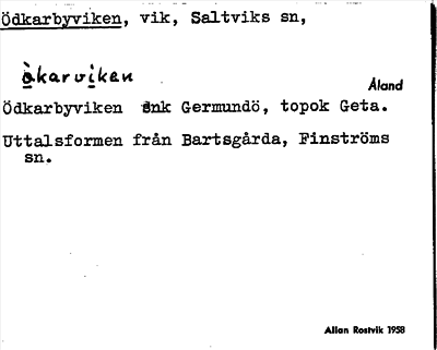 Bild på arkivkortet för arkivposten Ödkarbyviken