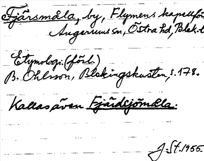 Bild på arkivkortet för arkivposten Fjärsmåla