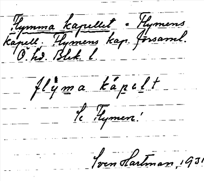Bild på arkivkortet för arkivposten Flymma kapellet