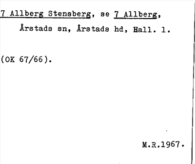 Bild på arkivkortet för arkivposten Allberg Stensberg, se 7 Allberg