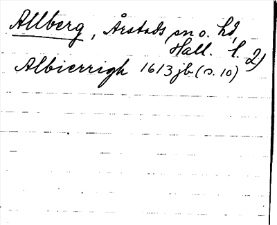 Bild på arkivkortet för arkivposten Allberg