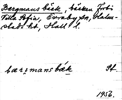 Bild på arkivkortet för arkivposten Bergmans bäck