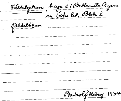 Bild på arkivkortet för arkivposten Fältalyckan
