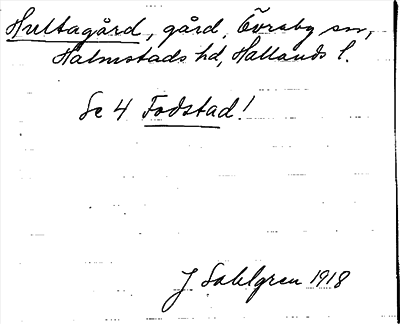 Bild på arkivkortet för arkivposten Hultagård