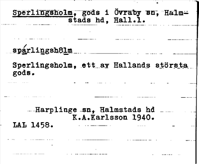 Bild på arkivkortet för arkivposten Sperlingsholm