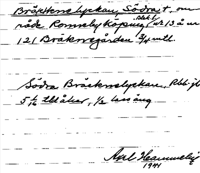 Bild på arkivkortet för arkivposten Brä(c)knelyckan, Södra+
