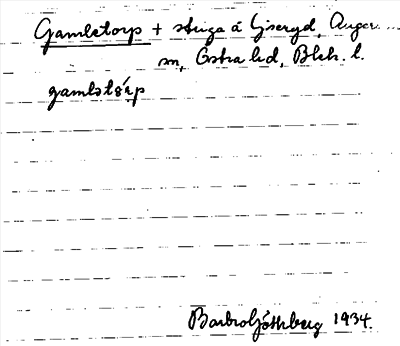 Bild på arkivkortet för arkivposten Gamletorp