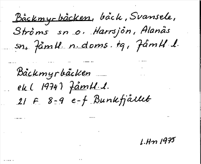 Bild på arkivkortet för arkivposten Bäckmyrbäcken