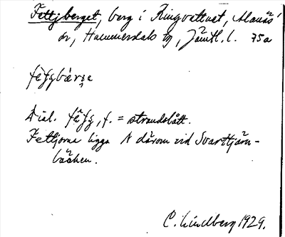Bild på arkivkortet för arkivposten Fettjberget