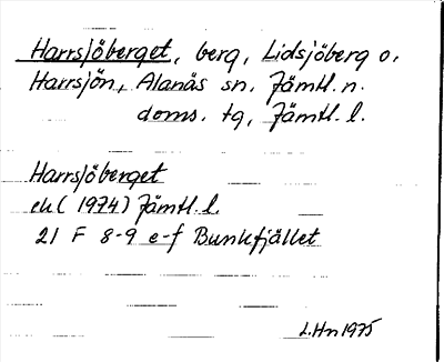 Bild på arkivkortet för arkivposten Harrsjöberget