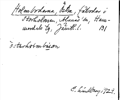 Bild på arkivkortet för arkivposten Holmbodarna, Östra
