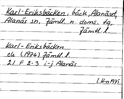 Bild på arkivkortet för arkivposten Karl-Eriksbäcken