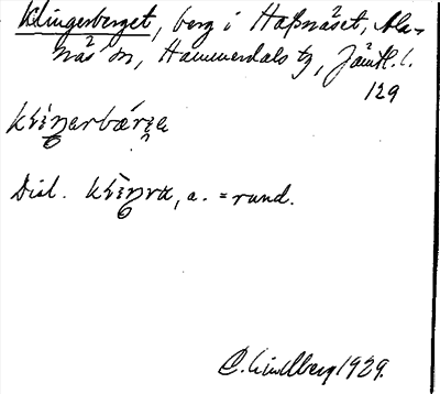 Bild på arkivkortet för arkivposten Klingerberget