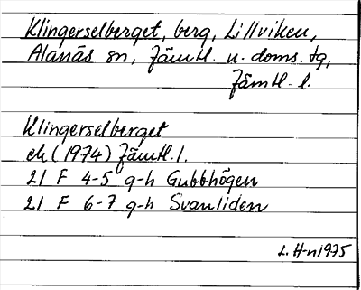 Bild på arkivkortet för arkivposten Klingerselberget