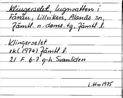 Bild på arkivkortet för arkivposten Klingerselet