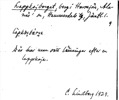 Bild på arkivkortet för arkivposten Lappkojberget