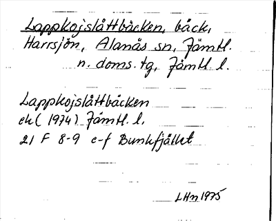Bild på arkivkortet för arkivposten Lappkojslåttbäcken