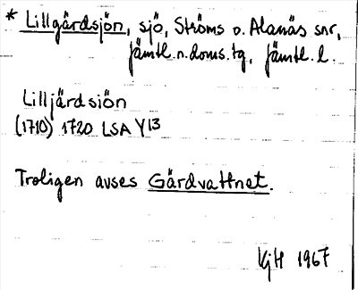 Bild på arkivkortet för arkivposten *Lillgärdsjön