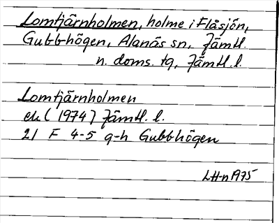 Bild på arkivkortet för arkivposten Lomtjärnholmen