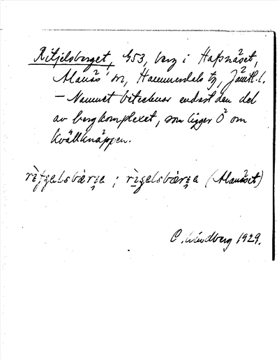 Bild på arkivkortet för arkivposten Ritjelsberget