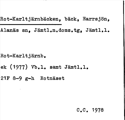 Bild på arkivkortet för arkivposten Rot-Karltjärnbäcken
