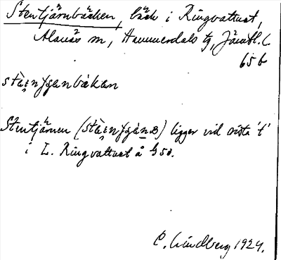 Bild på arkivkortet för arkivposten Stentjärnbäcken