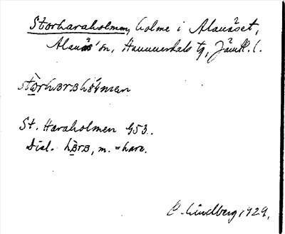 Bild på arkivkortet för arkivposten Storharaholmen