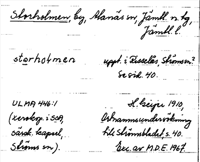 Bild på arkivkortet för arkivposten Storholmen