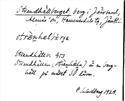 Bild på arkivkortet för arkivposten Strandhällberget