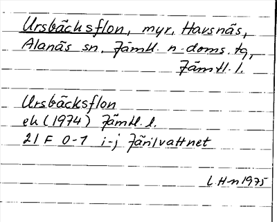 Bild på arkivkortet för arkivposten Ursbäcksflon