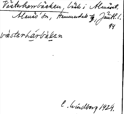 Bild på arkivkortet för arkivposten Västerharrbäcken