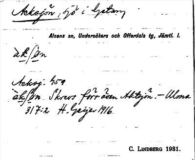 Bild på arkivkortet för arkivposten Acksjön