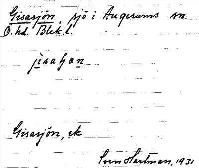 Bild på arkivkortet för arkivposten Gisasjön