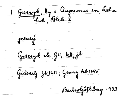 Bild på arkivkortet för arkivposten Giseryd