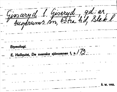 Bild på arkivkortet för arkivposten Gissaryd l. Giseryd